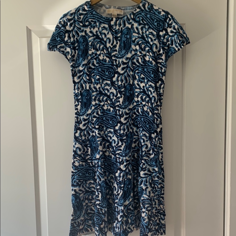 Michael Kors Blue and White Paisley Dress